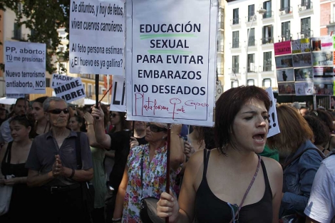 Un momento de la protesta convocada contra la reforma de la ley del aborto. | J. Barbancho