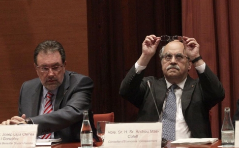 Cleries y Mas-Colell antes de su comparecencia en el Parlament. | Antonio Moreno