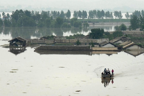 Vista general de las inundaciones en la ciudad de Anju, Corea del Norte. | Efe/KCNA