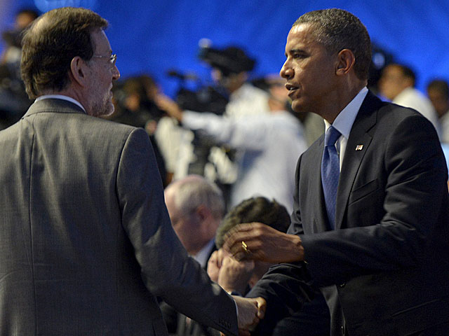 Obama saluda a Rajoy en el G-20 celebrado en junio. | Diego Crespo