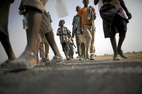 Inmigrantes etopes, en Yemen el pasado mes de marzo. | Reuters