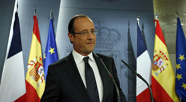 El presidente francés Francois Hollande durante su rueda de prensa en Moncloa. | Reuters