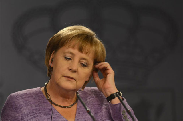 Angela Merkel, durante una reciente rueda de prensa en Madrid . | Afp