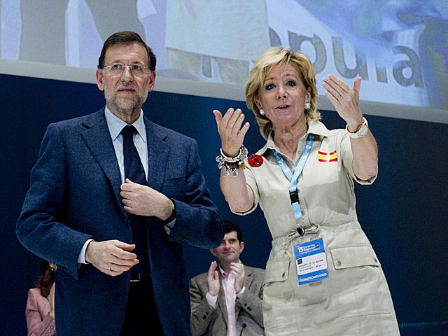 Rajoy y Aguirre, en el Congreso del PP de Madrid, el pasado abril. | Gonzalo Arroyo