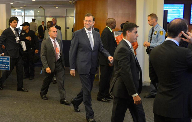 Rajoy a su llegada a la sede de la ONU en Nueva York. | Moncloa