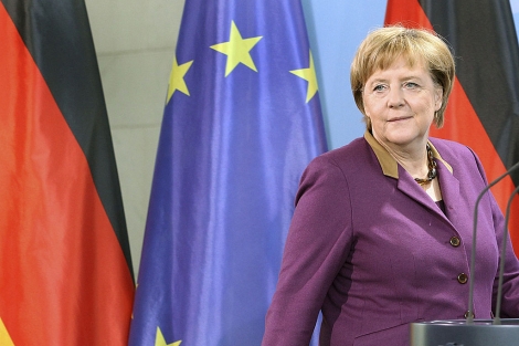Angela Merkel, durante su comparecencia tras el galardn a la UE. | Efe
