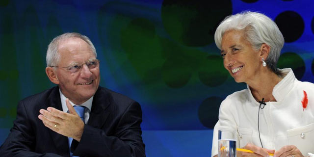 El ministro alemán de Finanzas, Wolfgang Schauble, y la directora gerente del FMI, Christine Lagarde, en Tokio. | Efe
