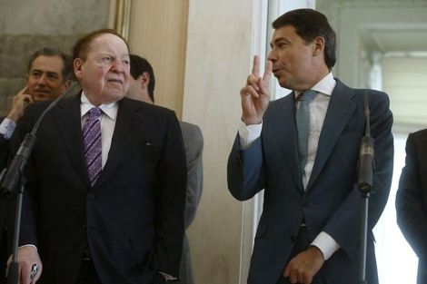 Sheldon Adelson e Ignacio Gonzlez, hoy en Sol. | Efe