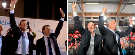 Rajoy con Feijoo y Rubalcaba Pachi Vzquez, el viernes. | Efe