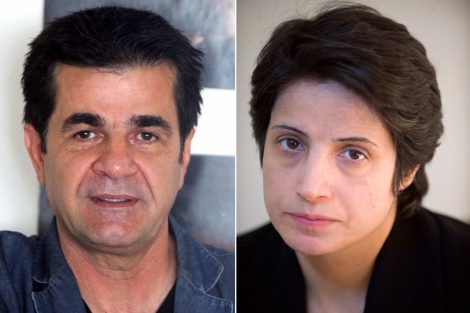 Jafar Panahi y Nasrin Sotoudeh , ganadores del premio Sjarov de la Eurocmara. | Afp