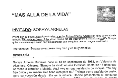 Extracto del informe con los datos personales recopilados sobre Soraya. LÉALO.