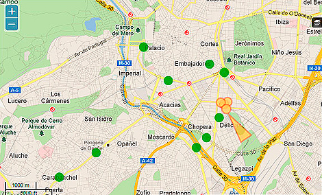 Mapa de los ataques de Guerrilla Huerta Madrid.
