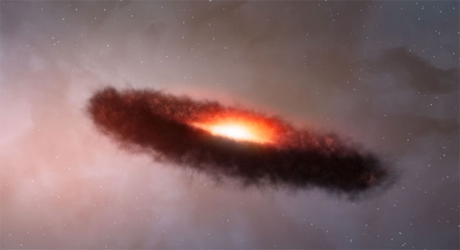 Impresin artstica del disco de polvo en torno a la estrella fallida. | ESO