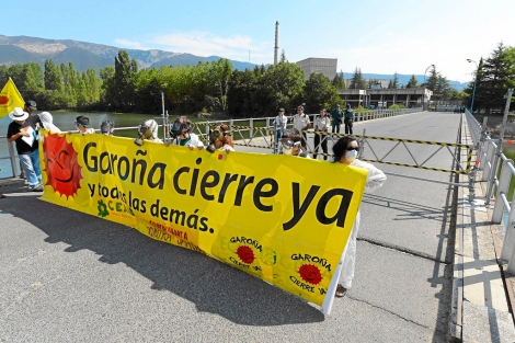 Protestas de los ecologistas en la central burgalesa de Garoa, en se`ptiembre. | ICAL