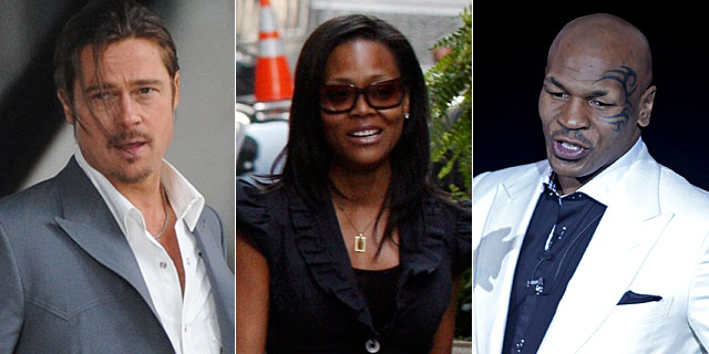 Brad Pitt, Robin Givens y Mike Tysson. | Gtres/AFP