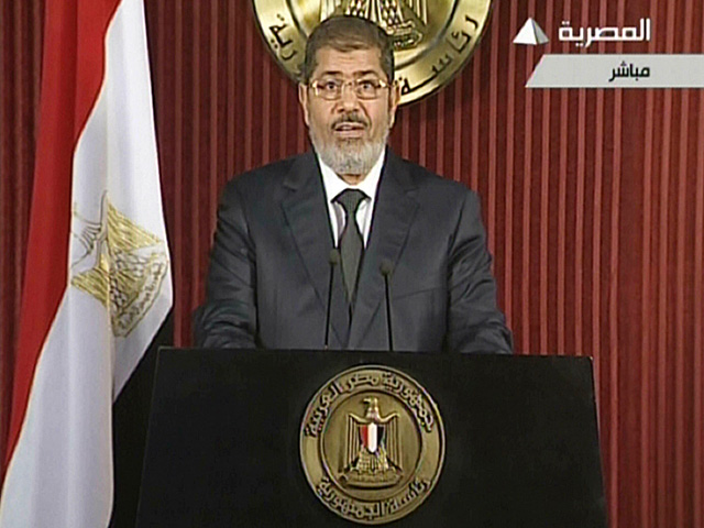 El presidente egipcio, Mohamed Mursi, se dirige al pas en un discurso televisado. | Afp
