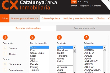 Portal inmobiliario de CatalunyaCaixa, una de las entidades nacionalizadas.