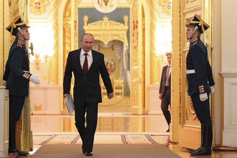 El presidente Putin, minutos antes de dar su discurso en el Kremlin. | Reuters