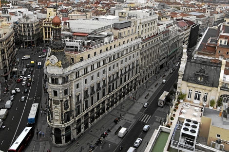 Imagen area de la antigua sede de Banesto, en el centro de Madrid. | Paco Toledo