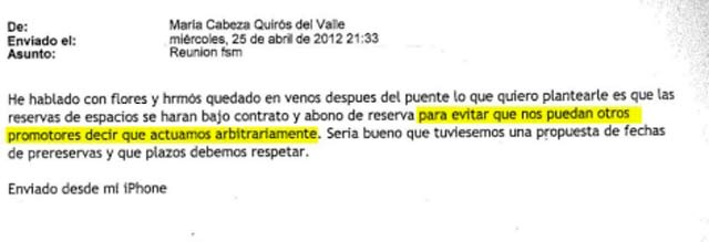 El email en que 'Cabe' Quirs preparaba la exclusiva de Arena para Flores.