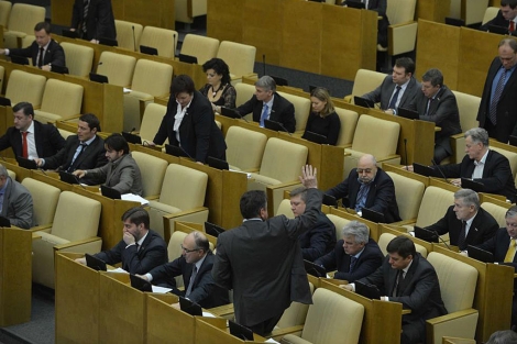 Momento de la votacin de la polmica ley sobre adopcin en la Duma. | Afp