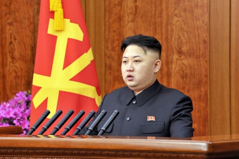 El presidente norcoreano, Kim Jong-un, durante el mensaje televisado. | Afp