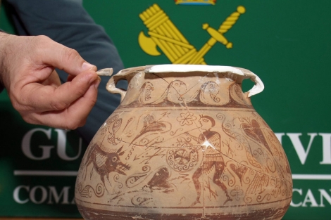 Imagen del vaso cermico de la cultura bera hallado en Alicante. | Efe