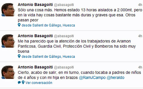 'Tuits' de Basagoiti sobre la evacuacin.