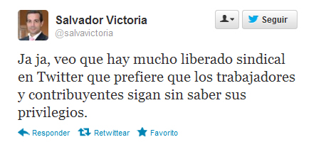 Uno de los 'tuits' de Salvador Victoria
