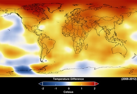 Temperatura global de 2008 a 2012. | NASA