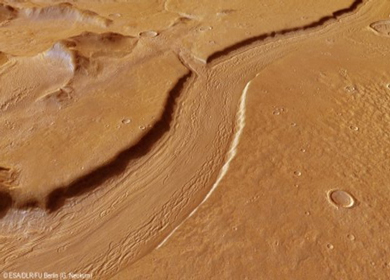 Vista del valle marciano de Reull Vallis. | ESA