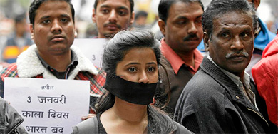 Imagen de una de las manifestaciones en Nueva Delhi. | Foto: Afp