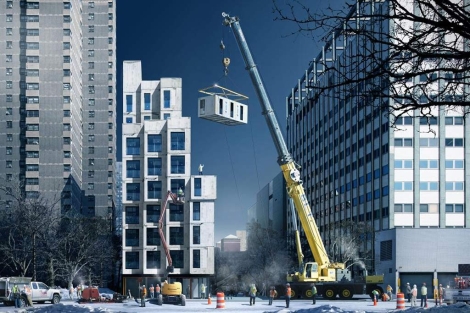 Vista panormica del primer edificio modular de microapartamentos en Nueva York . | Efe