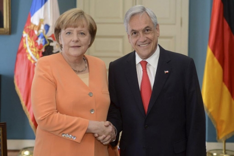 Merkel junto al presidente de Chile, Sebastin Piera.| Reuters