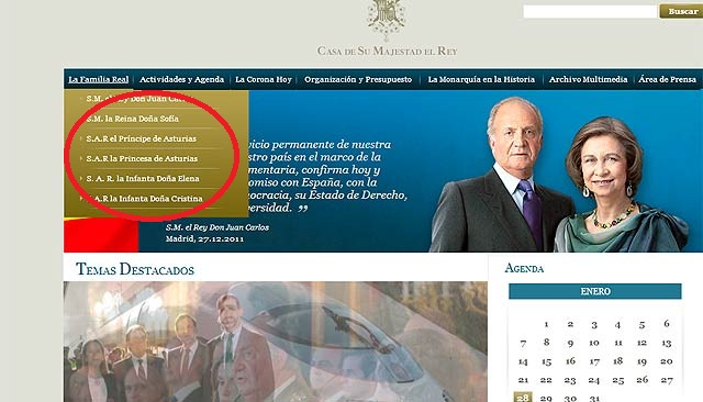 Detalle de la web de donde ha sido retirado el duque de Palma.