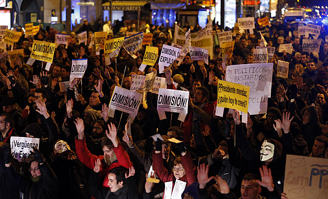 Protesta en la plaza de Alonso Martnez en Madrid. | Foto: Afp