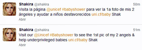 Imagen de los 'tuits' de Shakira