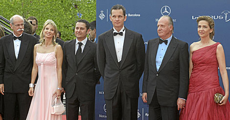 Corinna con el Rey y los duques de Palma en la entrega de los premios Laureus en 2006.