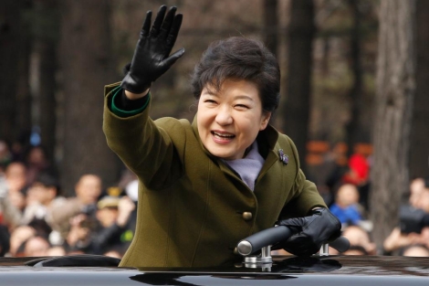 La presidenta de Corea del Sur, Park Geun-hye, tras la toma de posesin en Sel. | Afp