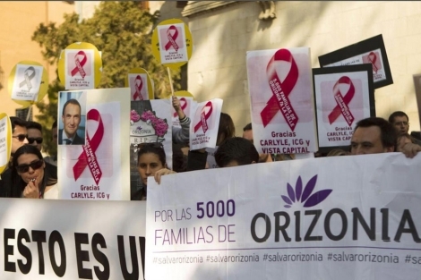 Protesta de afectados por el cierre de Orizonia. | Efe