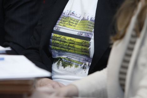 Detalle de la camiseta que ha lucido Elena Martn en el pleno. | Roberto Prez