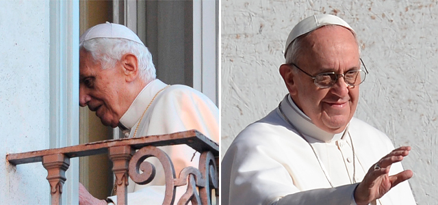 Última comparecencia de Benedicto y saludo de Francisco a los fieles. | Efe / Afp