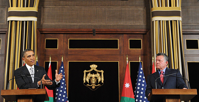 Barack Obama y el monarca jordano.| Afp