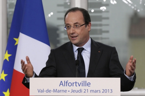 Hollande, durante su presentación de hoy. | AFP