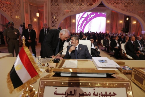 El presidente egipcio, Mohamed Mursi, en la cumbre de la Liga Árabe. | Rueters