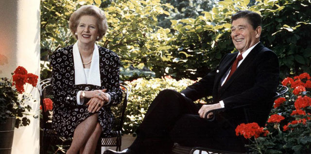 Thatchet y Reagan en la Casa Blanca en 1987. | Afp