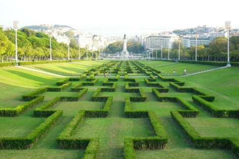 Vista del jardín del Parque de Eduardo VII (en el centro de Lisboa), obra del arquitecto.