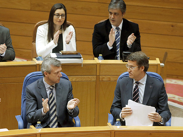 Feijo, tras su comparecencia esta maana en el Parlamento gallego. | Lavandeira Jr. / Efe