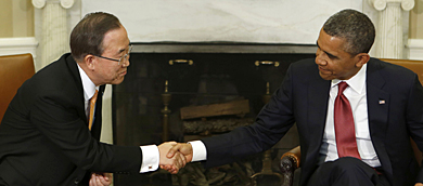 El secretario general de la ONU y el presidente de EEUU. | Reuters