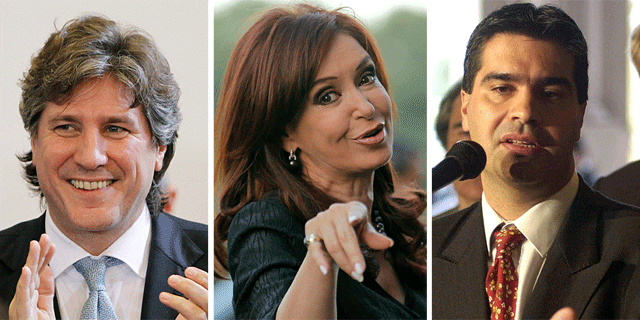 De izquierda a derecha, Amado Boudou, Cristina Kirchner y Jorge Capitanich. | Agencias